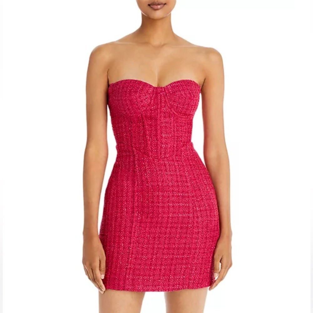 NWT!! Aqua x Maeve Reilly Pink Tweed Bustier Dress Size Medium Bin 219